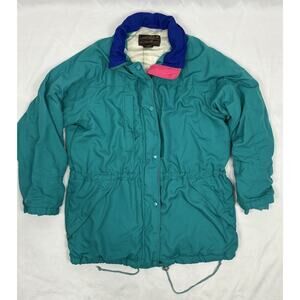 VTG Eddie Bauer Gore-Tex Mountain Parka Anorak Jacket Teal Pink Women’s L 90' s